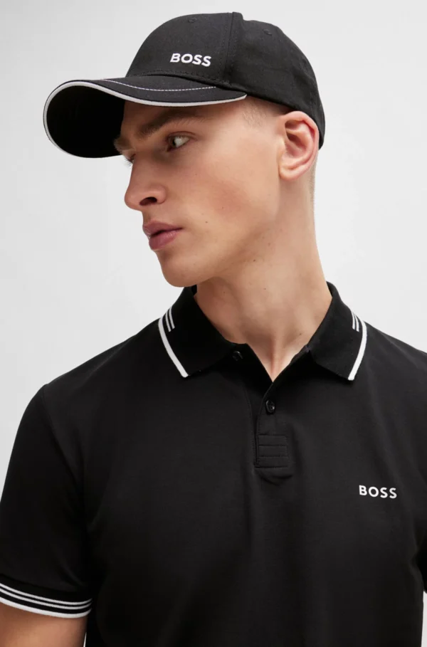 Gorra de sarga de algodón con logo bordado y hebilla de metal Boss - Imagen 10