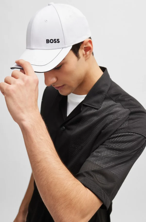 Gorra de sarga de algodón con logo bordado y hebilla de metal Boss - Imagen 6