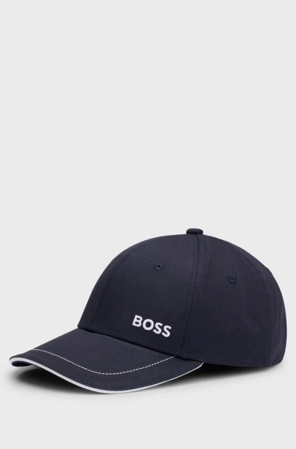 Gorra de sarga de algodón con logo bordado y hebilla de metal Boss