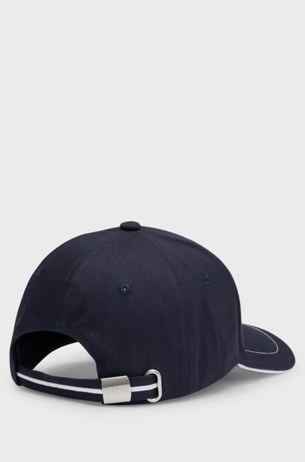 Gorra de sarga de algodón con logo bordado y hebilla de metal Boss - Imagen 3