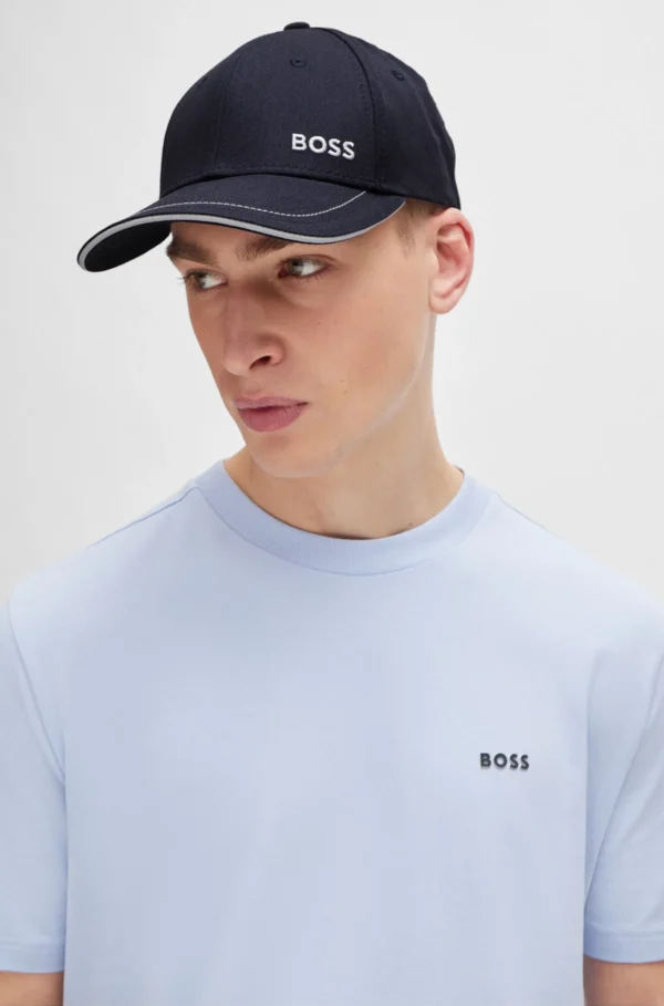Gorra de sarga de algodón con logo bordado y hebilla de metal Boss - Imagen 2
