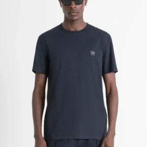 Camiseta Regular Fit De Tejido Negro De Mezcla De Viscosa Sostenible