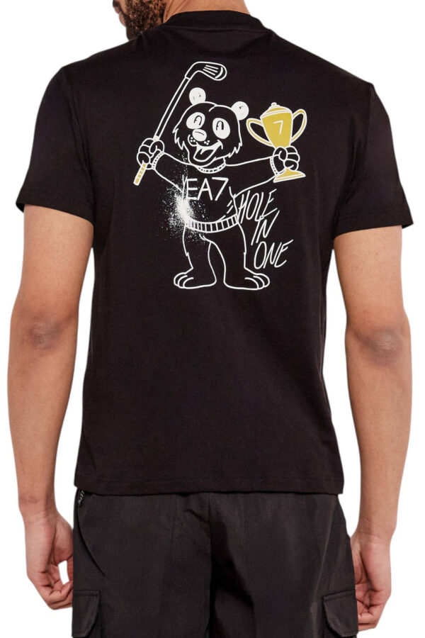 Camiseta Negra EA7 Emporio Armani con Gráfico “Hole in One” en la Espalda para Hombre - Imagen 2