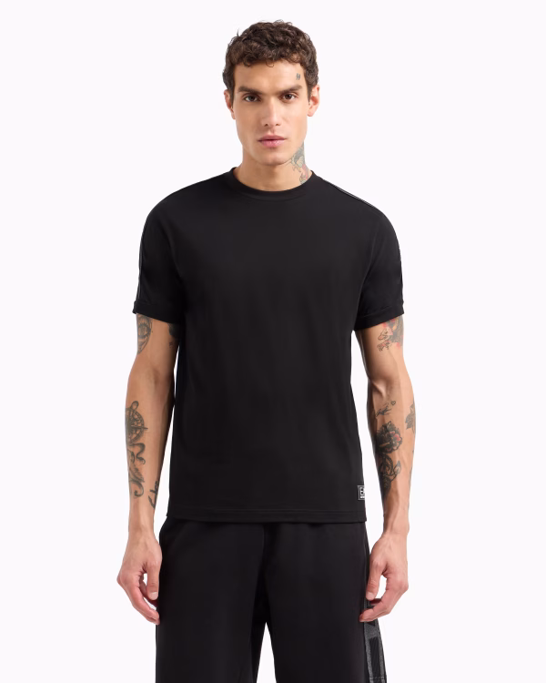 Camiseta de punto de algodón Logo Series Negro