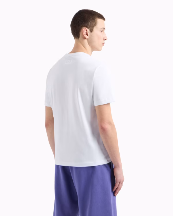 Camiseta Logo Series de manga corta de punto de algodón orgánico blanco - Imagen 3