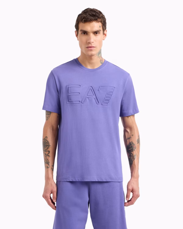 Camiseta Logo Series de manga corta de punto de algodón orgánico Morado