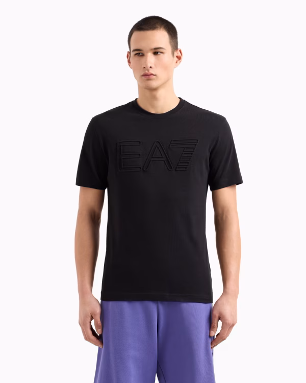 Camiseta Logo Series de manga corta de punto de algodón orgánico negra