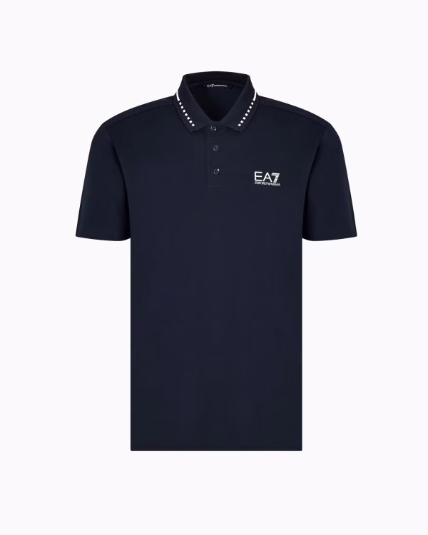 Polo Tennis Club de piqué de algodón elástico azul