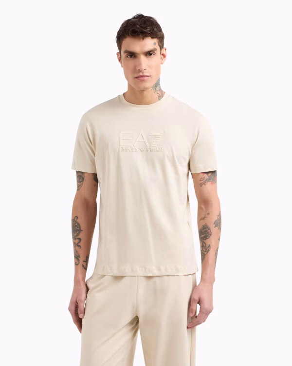 Camiseta de cuello redondo Visibility de algodón Beige