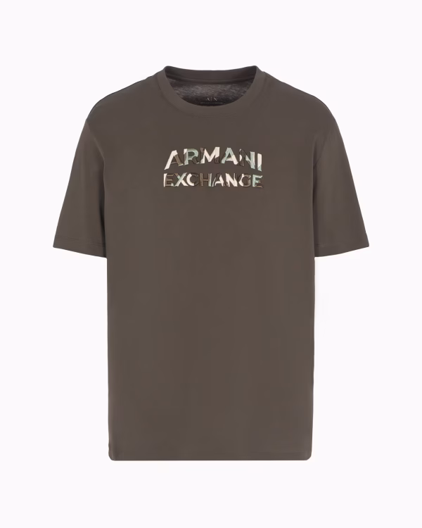 Camiseta regular fit con logo de camuflaje en algodón ASV Marron - Imagen 4