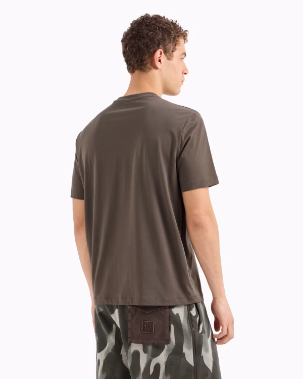 Camiseta regular fit con logo de camuflaje en algodón ASV Marron - Imagen 3