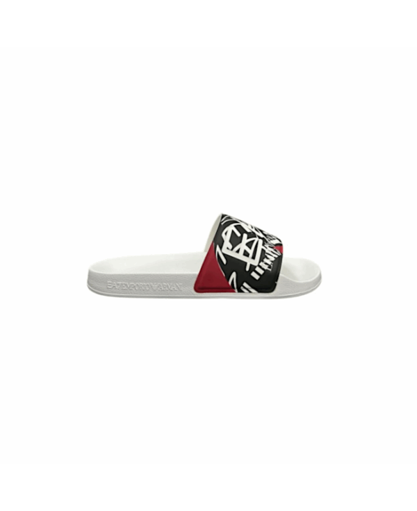 Chanclas con maxilogotipo Negro/Blanco/Rojo
